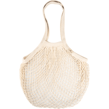 Το δίκτυο αγορών ENA Living από την Abena Re-Seller GmbH (κουτί με 24 πακέτα), μπεζ και επαναχρησιμοποιήσιμο με δύο λαβές, παρουσιάζεται άδειο σε λευκό φόντο - ιδανικό για περιβαλλοντικά συνειδητές αγορές.