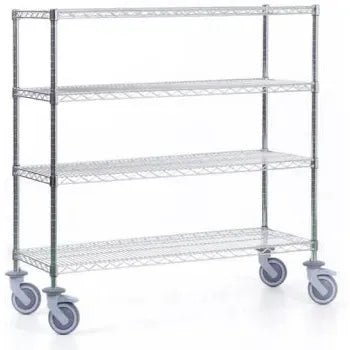 Το ράφι Novocal από ατσάλι ακριβείας, επινικελωμένο και επιχρωμιωμένο, με 4 γωνιακούς στύλους και 4 ράφια είναι ιδανικό για αποθήκευση και ευέλικτη μεταφορά προϊόντων. Συσκευασία: 1 τεμάχιο.