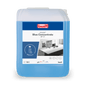 Ένα δοχείο 10 λίτρων Drizzle® Blue Concentrate Universalreiniger blau από την BUZIL-WERK Wagner GmbH & Co. KG, με μπλε ετικέτα, σύμβολο αναπλήρωσης, σύμβολο pH 7 και οδηγίες ασφαλείας στη συσκευασία.
