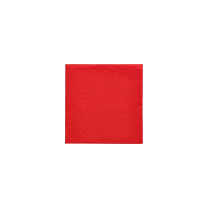 Eine PAPSTAR-Serviette aus der „DAILY Collection“ mit den Maßen 24 x 24 cm, gefaltet auf 1/4 Größe, steht auf einem schlichten weißen Hintergrund. Diese quadratische rote Serviette, hergestellt von der PAPSTAR GmbH, scheint FSC-zertifiziert zu sein und besteht aus Papier mit einer gleichmäßigen roten Farbe und einer glatten Textur auf der gesamten Oberfläche, ideal für umweltfreundliche Tischdekorationen.