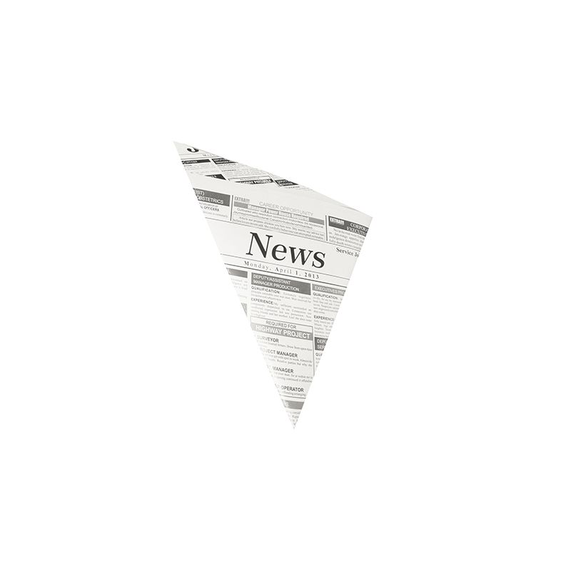 Τα χαρτοσακουλάκια από υποκατάστατο περγαμηνής της PAPSTAR Τα GmbH έχουν σχεδιαστεί με το τριγωνικό μοτίβο «Newsprint» και τη λέξη «News» σε έντονη γραφή, θυμίζοντας έτσι τις κλασικές χάρτινες σακούλες από εφημερίδες. Το υπόλοιπο κείμενο αποτελείται από μικρούς, εν μέρει ορατούς τίτλους σε απλό λευκό φόντο, που θυμίζουν την απόλαυση των πατατών και των σνακ.