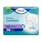 Συσκευασία για τα επιθέματα ακράτειας TENA Comfort Maxi, περιεχόμενο 34 τεμάχια. Ο σχεδιασμός περιλαμβάνει ένα μπλε-ιώδες χρωματικό σχήμα με μια εικόνα του επιθέματος ακράτειας στη δεξιά πλευρά καθώς και σύμβολα που υποδεικνύουν την απορροφητικότητα και τα πλεονεκτήματα του προϊόντος.