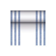 Ως μέρος της «ROYAL Collection» της PAPSTAR GmbH, αυτό το αδιάκοπο μοτίβο δείχνει κάθετες μπλε ρίγες σε λευκό φόντο. Το μείγμα PV-Tissue εξασφαλίζει αντοχή με ταυτόχρονη κομψότητα, με ομοιόμορφα κατανεμημένες ρίγες που δημιουργούν μια συμμετρική και ισορροπημένη εμφάνιση, καθιστώντας το ιδανικό για κάθε τραπεζομάντηλο που μοιάζει με ύφασμα από την PAPSTAR.