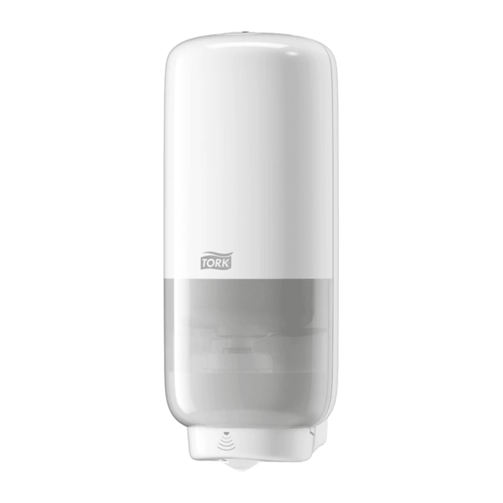 Ο διανομέας περιποίησης δέρματος Tork 561600 της TORK – Essity Professional Hygiene Germany GmbH είναι ένας λευκός, τοίχο-τοποθετημένος διανομέας απολυμαντικού χεριών με αισθητήρα Intuition για ανέπαφη έκδοση. Ο ημιδιαφανής πυθμένας του σας επιτρέπει να παρακολουθείτε εύκολα τη στάθμη του υγρού στο εσωτερικό και να εξασφαλίσετε ότι δεν θα τελειώσει ποτέ.
