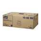 Ένα κουτί Tork Xpress® 150299 Multifold-Handtücher Universal H2 2-στρώσεων με διαστάσεις 23,4 cm και 20 πακέτα φέρει ετικέτα με λεπτομέρειες προϊόντος και τον αριθμό 15 02 99. Στο κουτί υπάρχει μια εικόνα της διαμόρφωσης της πετσέτας που αναδεικνύει την εξαιρετική σχέση ποιότητας-τιμής, καθώς και πολλά εμπορικά σήματα και σύμβολα ανακύκλωσης.