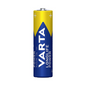 Μια συσκευασία με 4 μπαταρίες Varta Longlife Power 4906 AA από την Varta AG, σε μπλε και κίτρινο σχέδιο, βρίσκεται σε λευκό φόντο. Ιδανική για συσκευές με υψηλές ενεργειακές απαιτήσεις, η συσκευασία δείχνει την επωνυμία και τις λεπτομέρειες του προϊόντος.