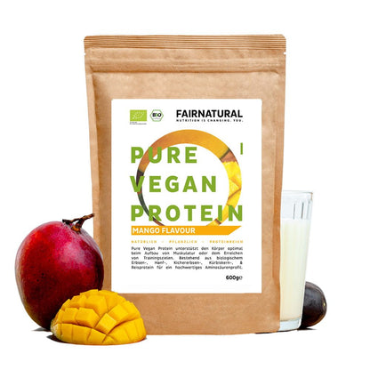 Βιολογική vegan πρωτεΐνη σε σκόνη μάνγκο χωρίς σόγια