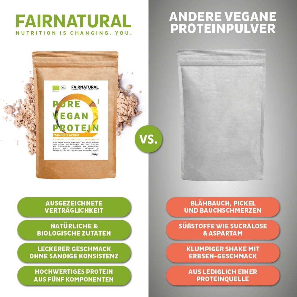 Βιολογική vegan πρωτεΐνη σε σκόνη μάνγκο χωρίς σόγια