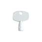 Το κλειδί Soft Care Bulk της Diversey Deutschland GmbH & Co. OHG είναι ένα μικρό, λευκό κλειδί αντικατάστασης για τους διανομείς Soft Care Bulk με ένα στρογγυλεμένο, ορθογώνιο κεφάλι, μια μοναδική άνω τρύπα και έναν κυλινδρικό άξονα, που απεικονίζεται σε ένα απλό λευκό φόντο.