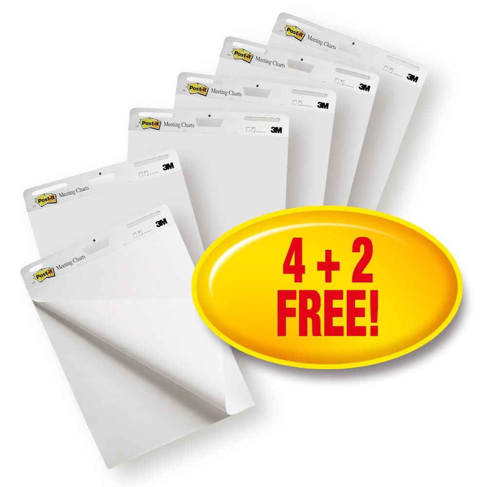 Post-it® Super Sticky Self-Adhesive Meeting Chart/Flipchart 559VP, White, 63,5 cm x 76,2 cm, Promotion, 4 Pads + 2 Free/Pack, 100% PEFC, SGSCH-PEFC-COC-110078 | Συσκευασία (1 τεμάχιο)