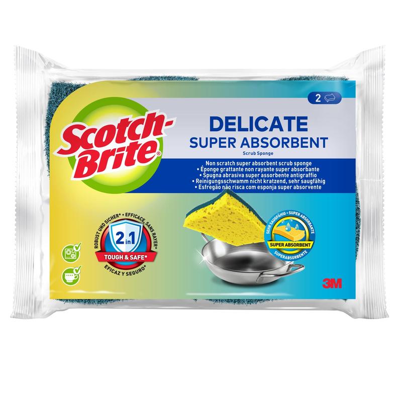 Σφουγγάρι καθαρισμού από φυσικές ίνες Scotch-Brite® Delicate χωρίς γρατσουνιές, συσκευασία 10 - Σφουγγάρι υψηλής απορροφητικότητας Ιδανικό για καθημερινές εργασίες καθαρισμού | Κουτί από χαρτόνι (1 τεμάχιο)