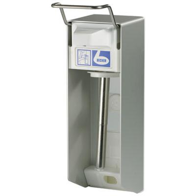 Ο Dr. Becher επιτοίχιος διανεμητής με περίβλημα αλουμινίου της Dr. Becher GmbH διαθέτει ένα υγιεινό σύστημα δοσολογίας και κομψό σχεδιασμό για τοποθέτηση στον τοίχο με ασημί μοχλό. Έχει λευκή πλαστική πρόσοψη με ετικέτα και ανθεκτικό μεταλλικό ακροφύσιο για την παροχή σαπουνιού.