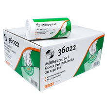 Απεικονίζεται ο σάκος απορριμμάτων DEISS First Plus® 60 λίτρων, Premium-LDPE, μοντέλο 36022 από την EMIL DEISS KG (GmbH + Co.). Το ανθεκτικό κουτί από Premium-LDPE είναι εξοπλισμένο με πληροφορίες προϊόντος και εικόνες και έχει ένα ρολό σακούλας επάνω του. Ο σχεδιασμός με τα χαρακτηριστικά «Easy Opener» και «Extreme Reißfestigkeit» προσφέρει άνεση και αξιοπιστία στην καθημερινή χρήση.